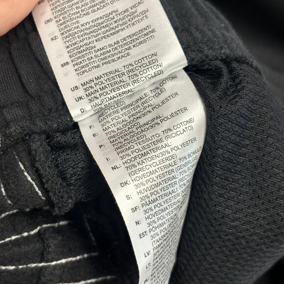 Adidas Essentials Black White 3 Stripes Mens L Warm Up Taper Jogger Track Pants - Picture 6 of 14